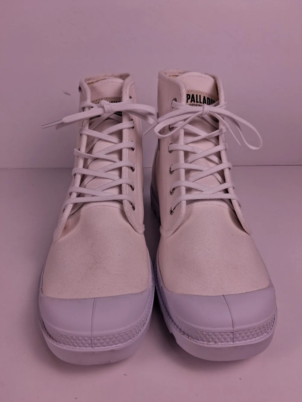 Palladium Pampa Hi Originale Canvas Boots Mens 10 Triple White Combat Minimalist